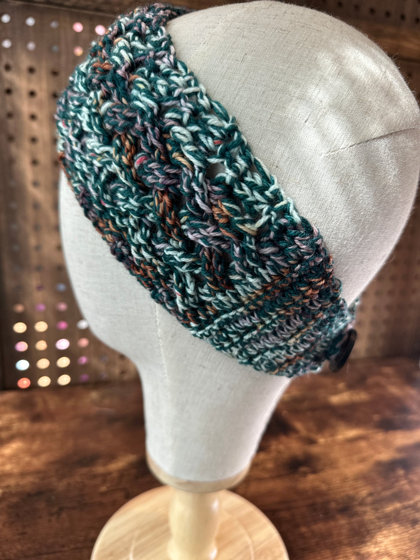 Celtic Weave Ear Warmer with Button: